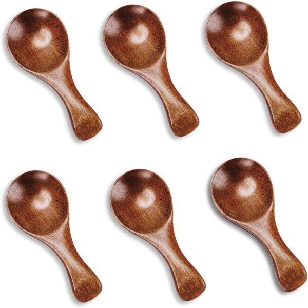 Brown Set Mini Wood Teaspoons 1