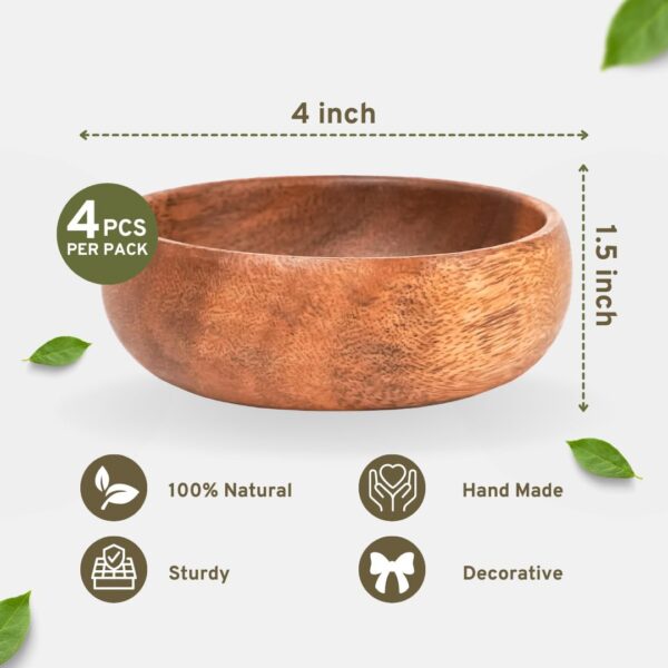 Hand Carved Set Small Wooden Bowls 2