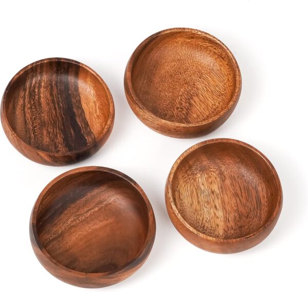 Hand Carved Set Small Wooden Bowls 3