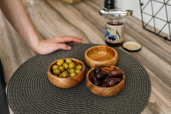 Hand Carved Set Small Wooden Bowls 6