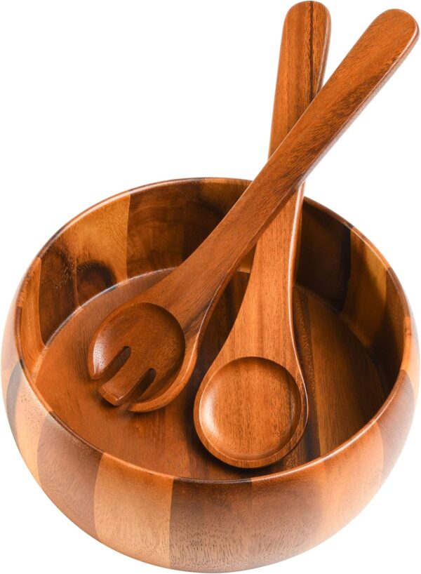 Salad Bowl Set Acacia Wood Design 4