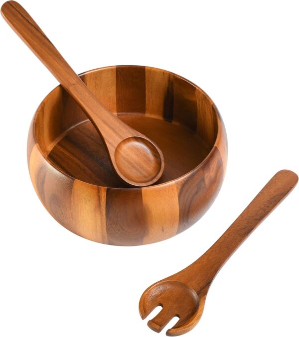 Salad Bowl Set Acacia Wood Design - Image 6