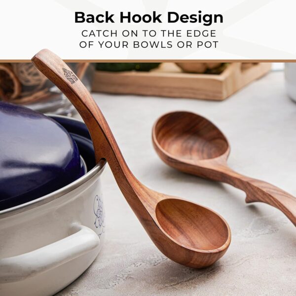 Set Teak Wooden Ladle Spoon 3