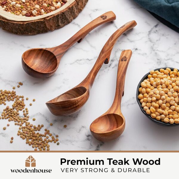 Set Teak Wooden Ladle Spoon 4