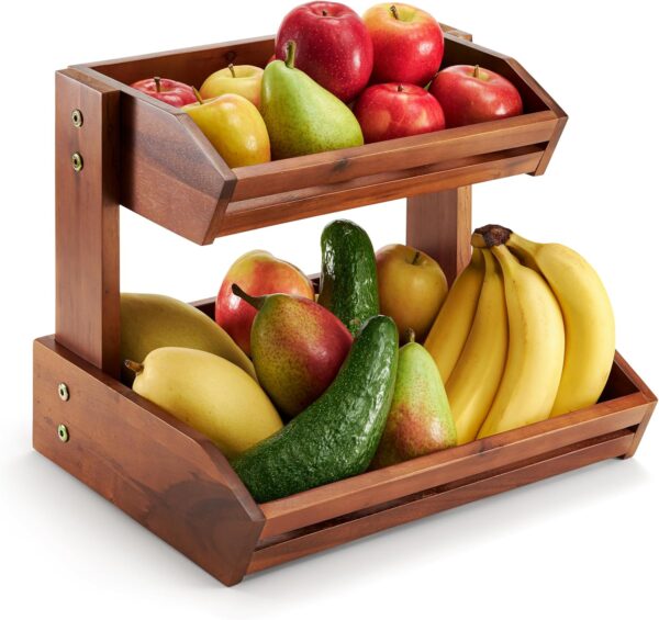 Spacious 2-Tier Wood Fruit Basket 1