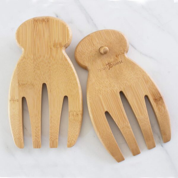 Wooden Salad Servers Ergonomic Hands Set 4