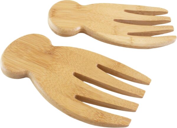 Wooden Salad Servers Ergonomic Hands Set 5