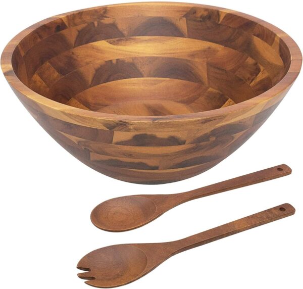 Wooden Serving Bowl Acacia Salad Design 1