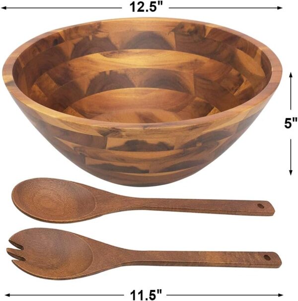 Wooden Serving Bowl Acacia Salad Design 4