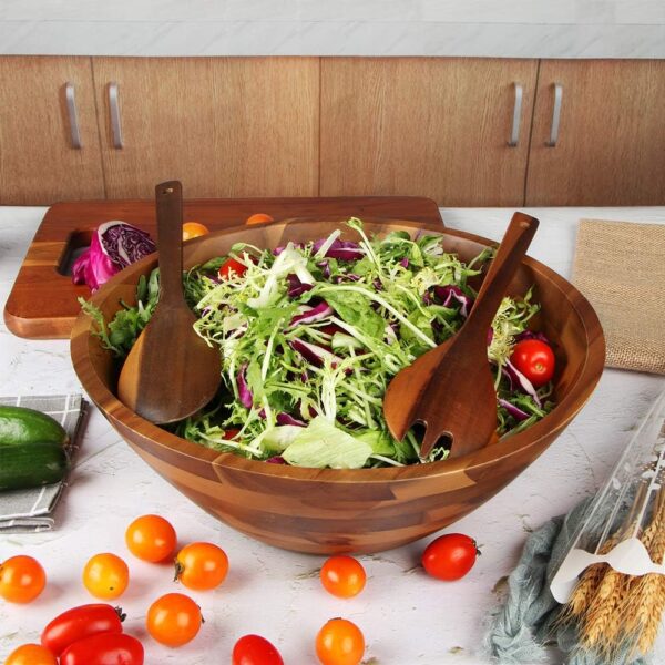 Wooden Serving Bowl Acacia Salad Design